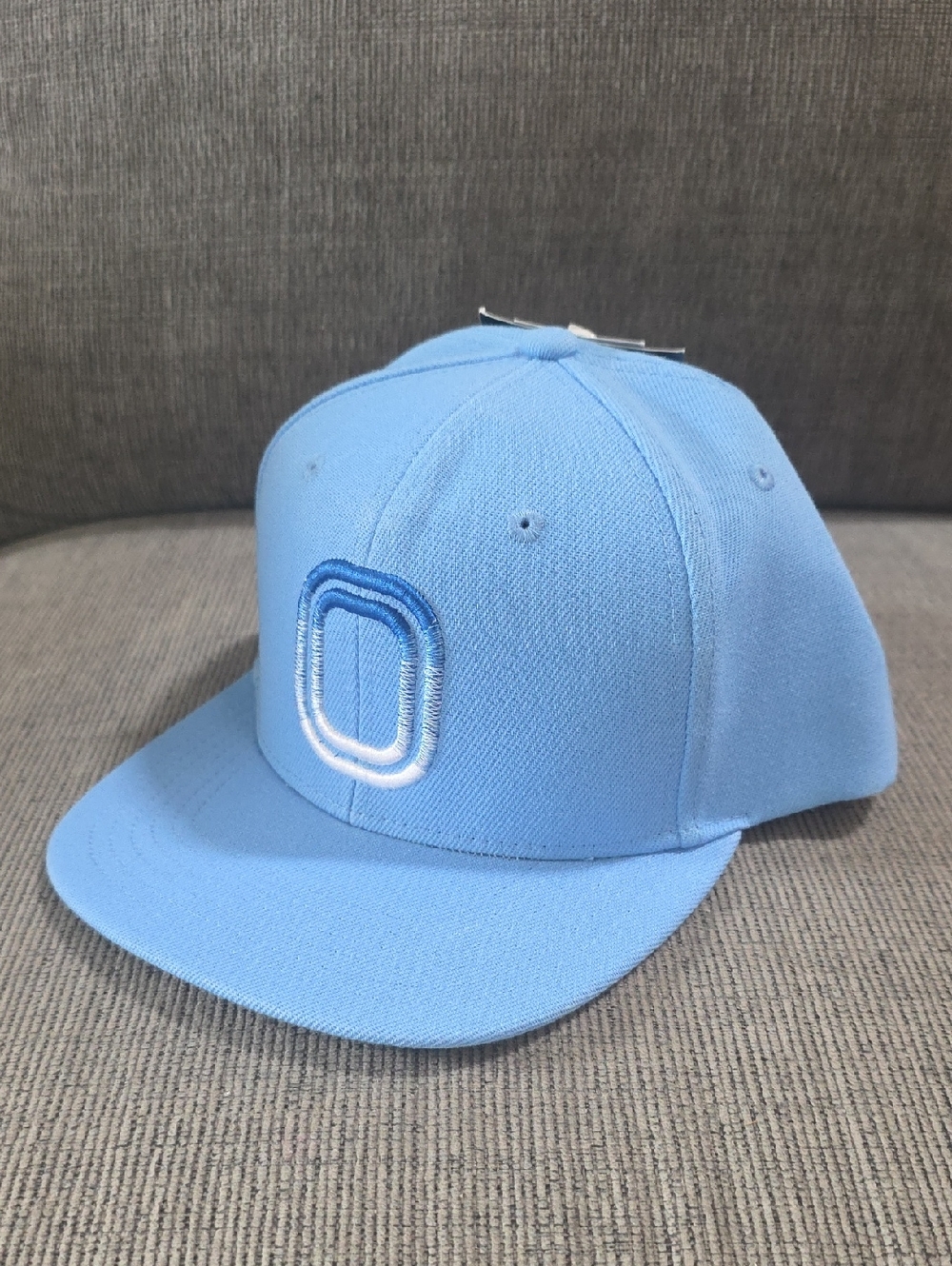 Overtime Adult Light Blue, Flat Brim, Embroidered Snapback Hat, NWT.